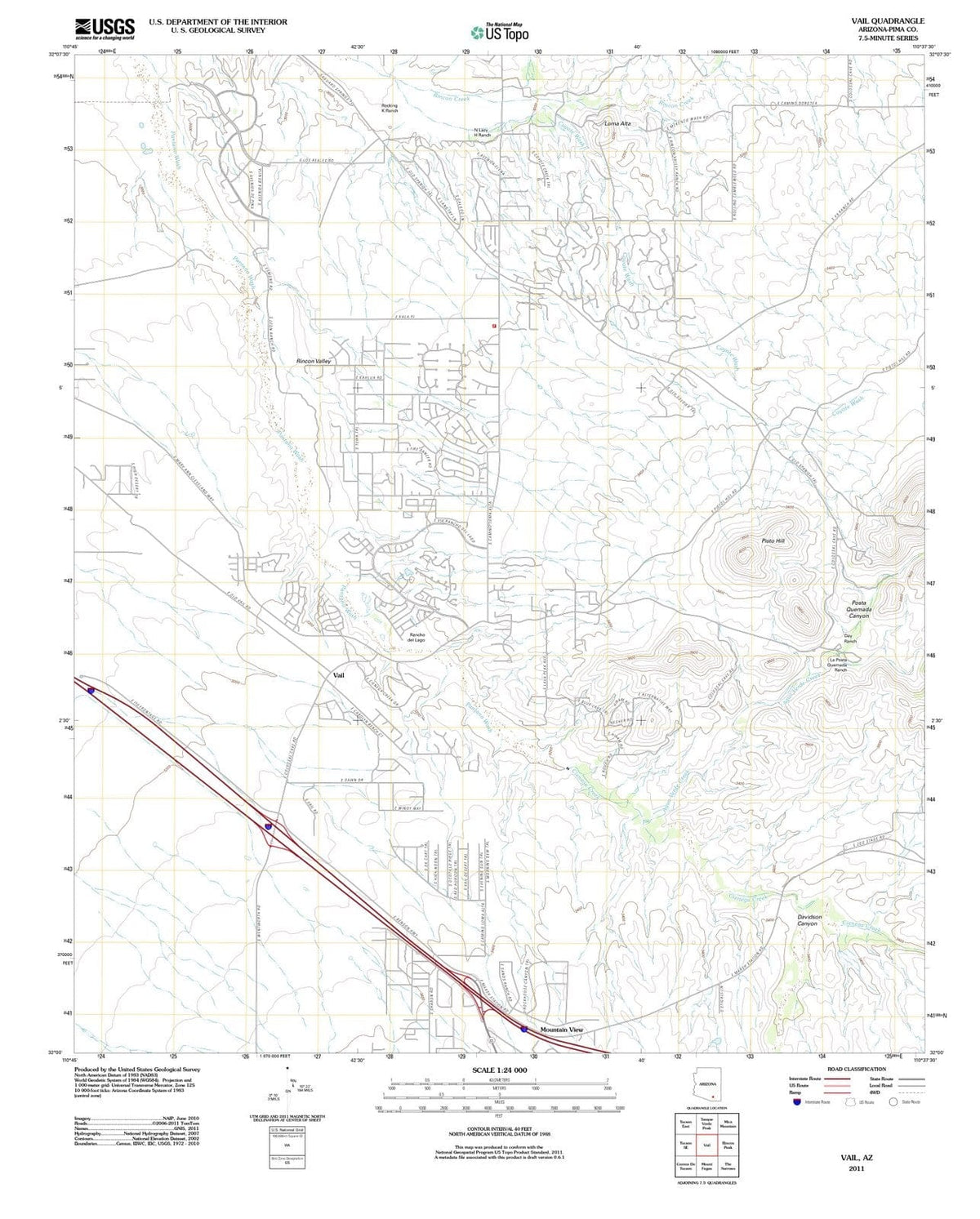 2011 Vail, AZ - Arizona - USGS Topographic Map