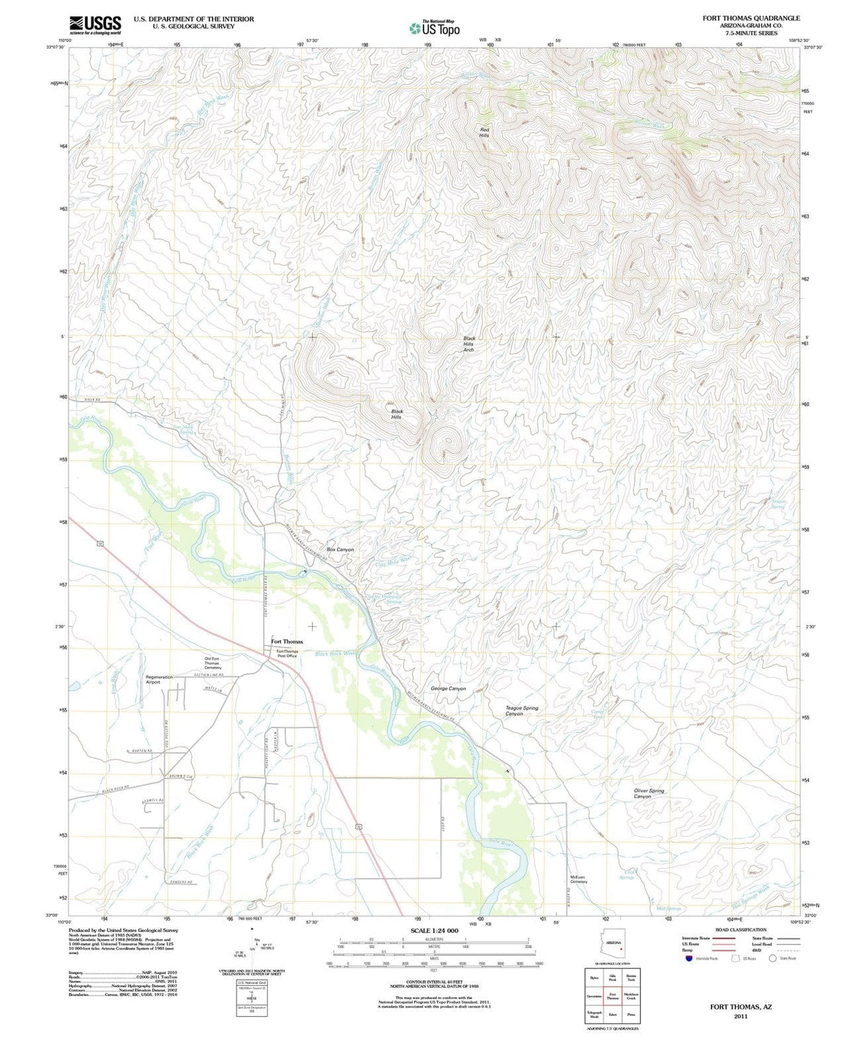 2011 Fort Thomas, AZ - Arizona - USGS Topographic Map