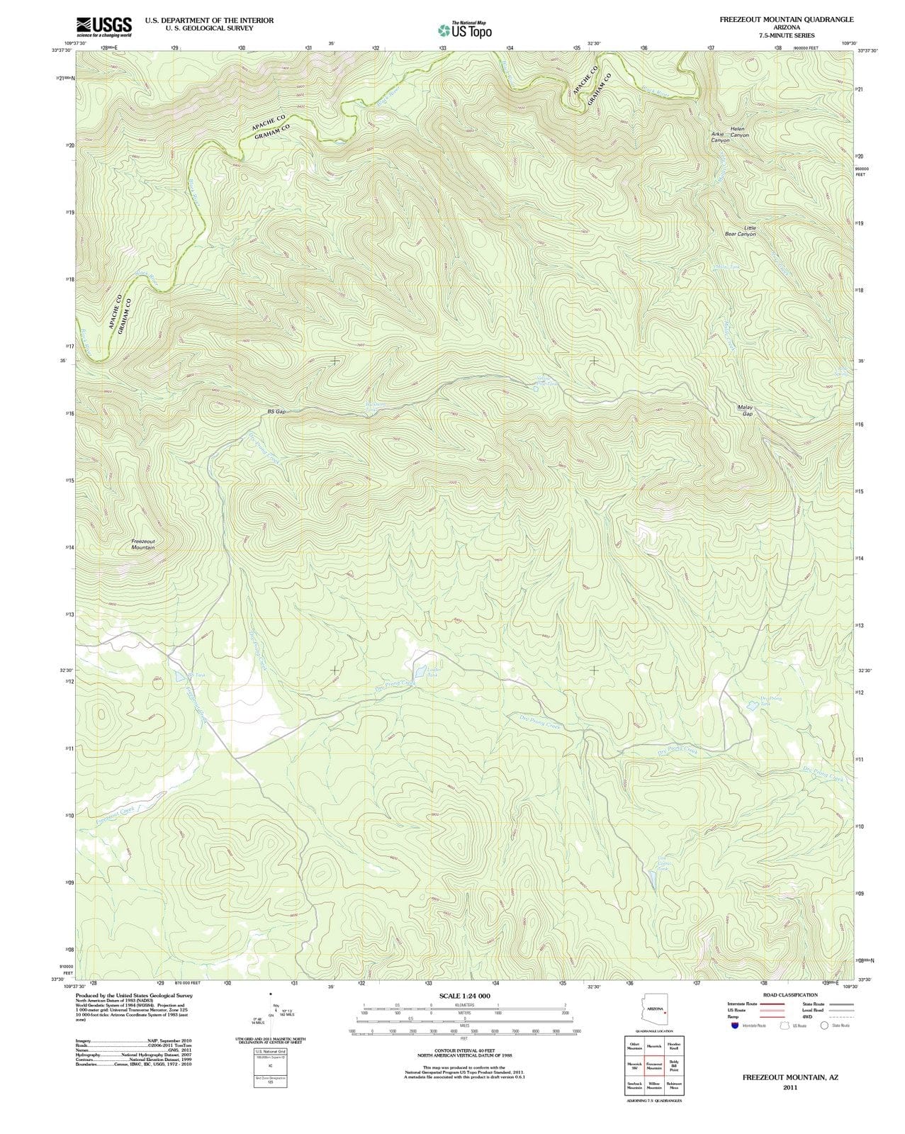 2011 Freezeout Mountain, AZ - Arizona - USGS Topographic Map