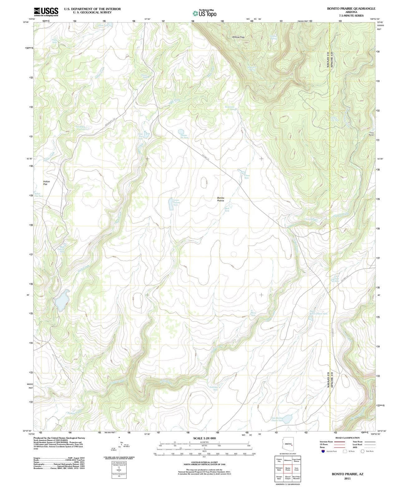 2011 Bonito Prairie, AZ - Arizona - USGS Topographic Map