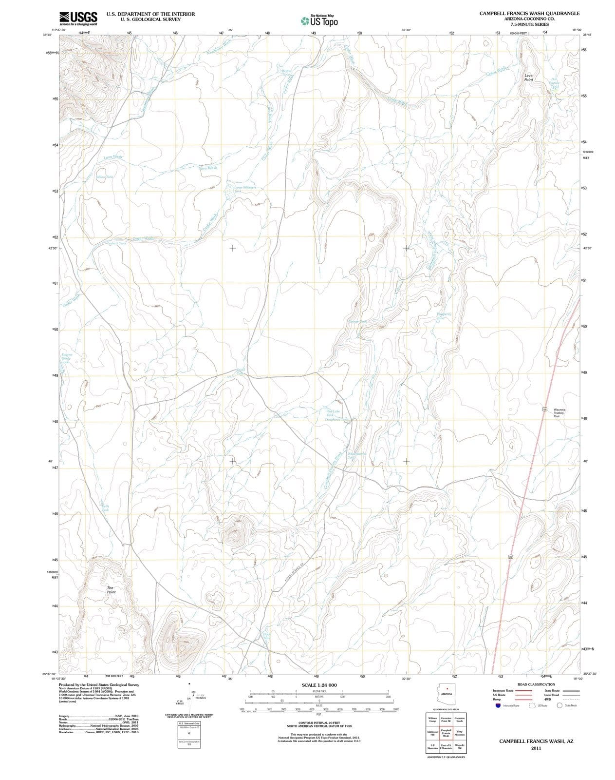 2011 Campbell Francis Wash, AZ - Arizona - USGS Topographic Map