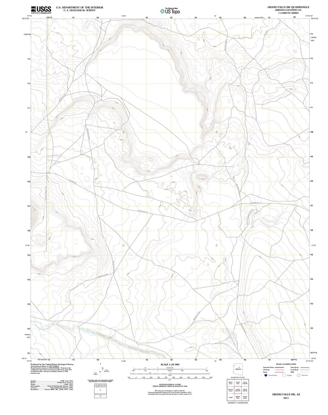 2011 Grand Falls, AZ - Arizona - USGS Topographic Map v2