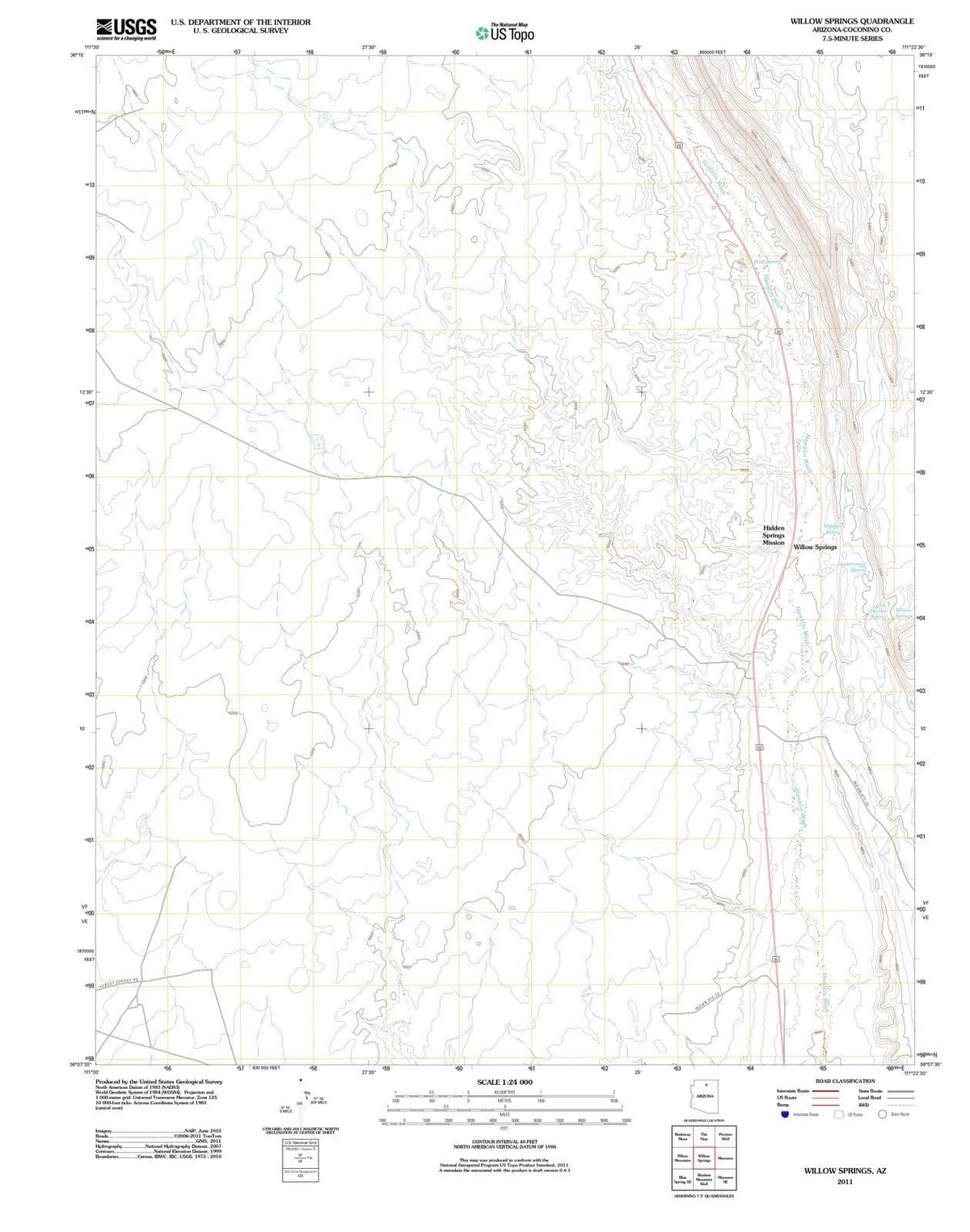 2011 Willow Springs, AZ - Arizona - USGS Topographic Map