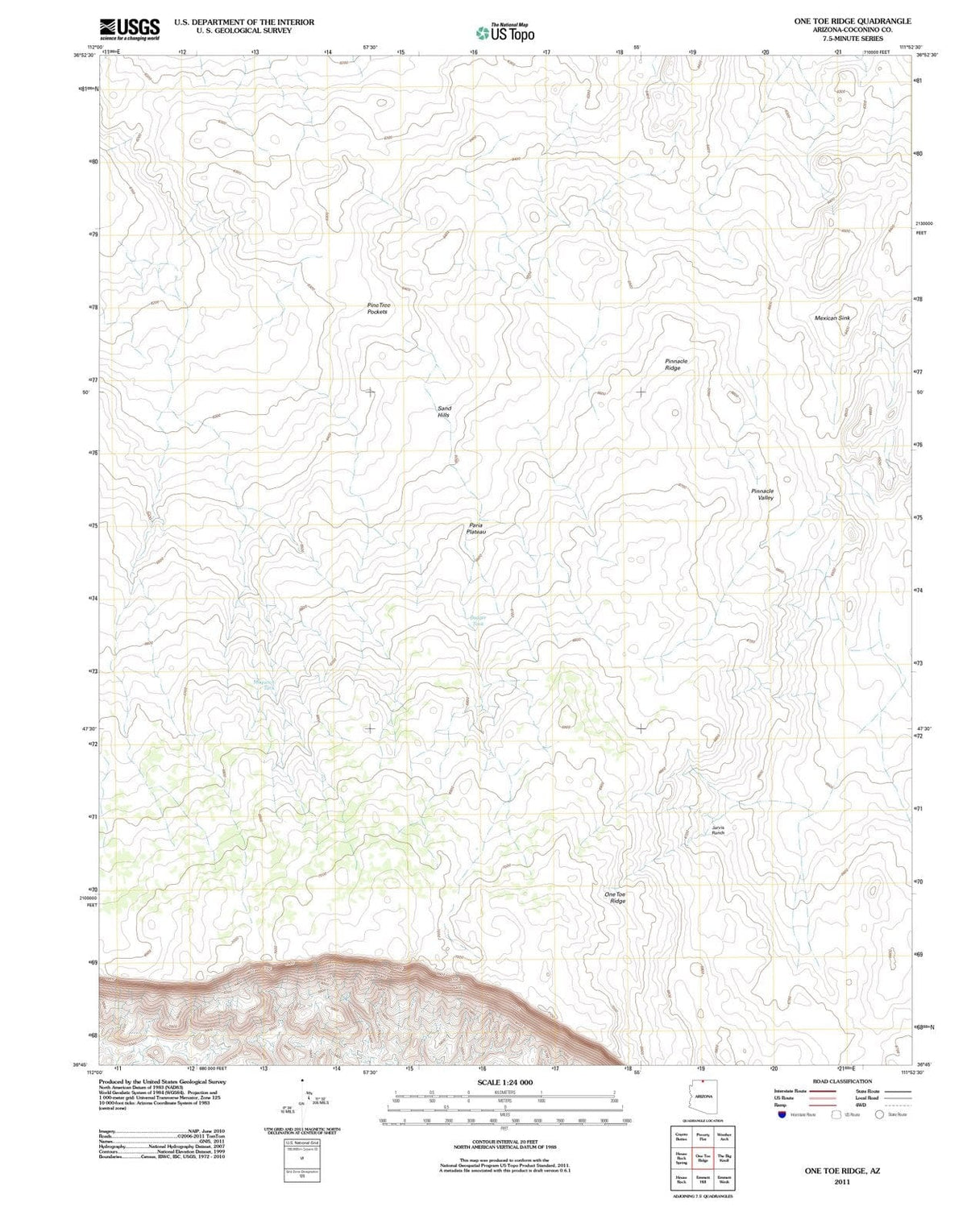 2011 One Toe Ridge, AZ - Arizona - USGS Topographic Map