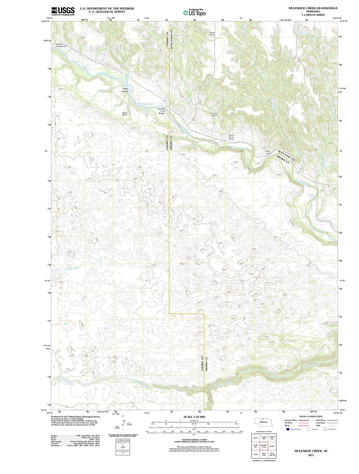 2011 Muleshoe Creek, NE - Nebraska - USGS Topographic Map