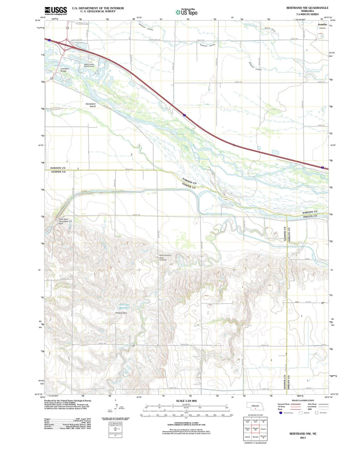 2011 Bertrand, NE - Nebraska - USGS Topographic Map v2