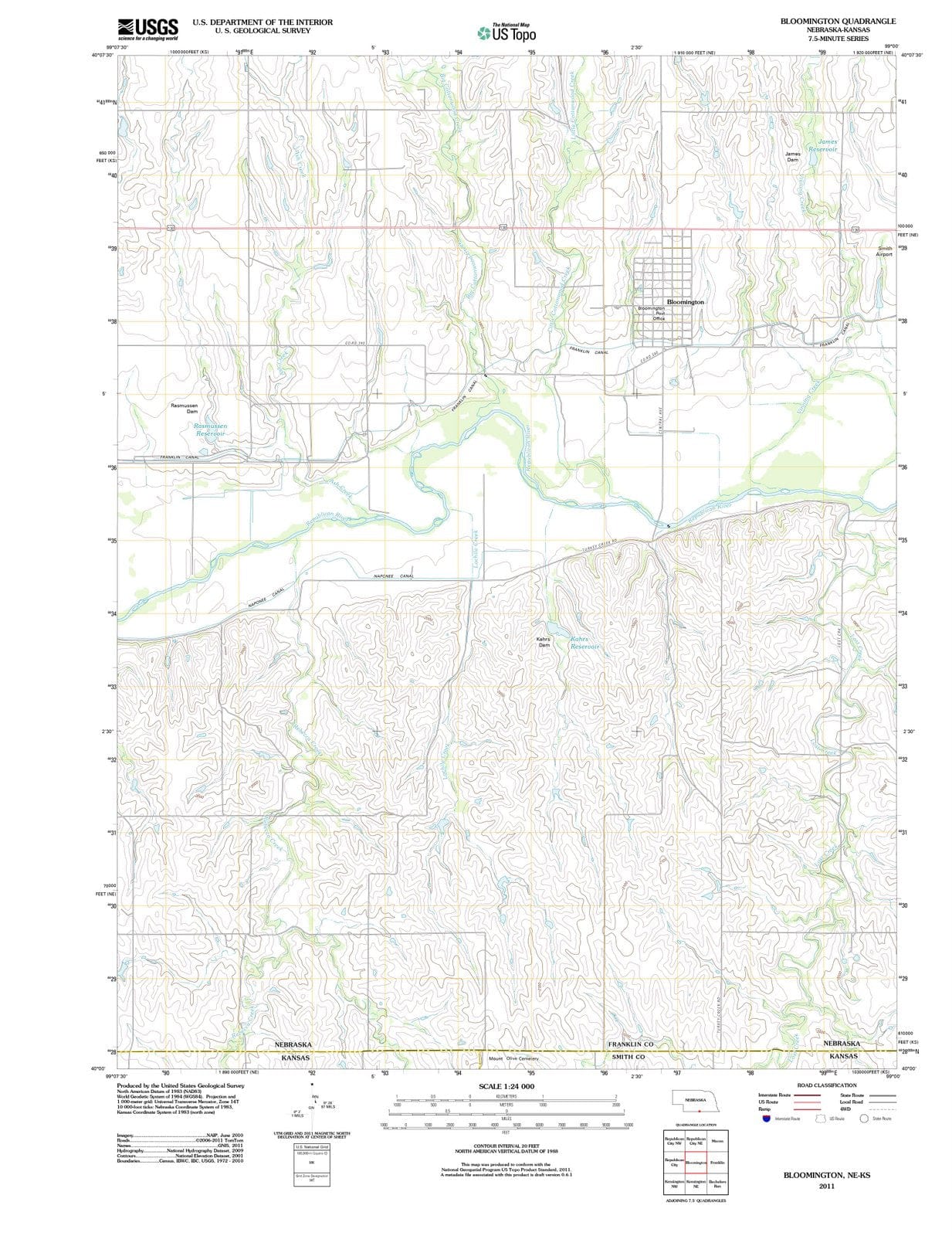 2011 Bloomington, NE - Nebraska - USGS Topographic Map