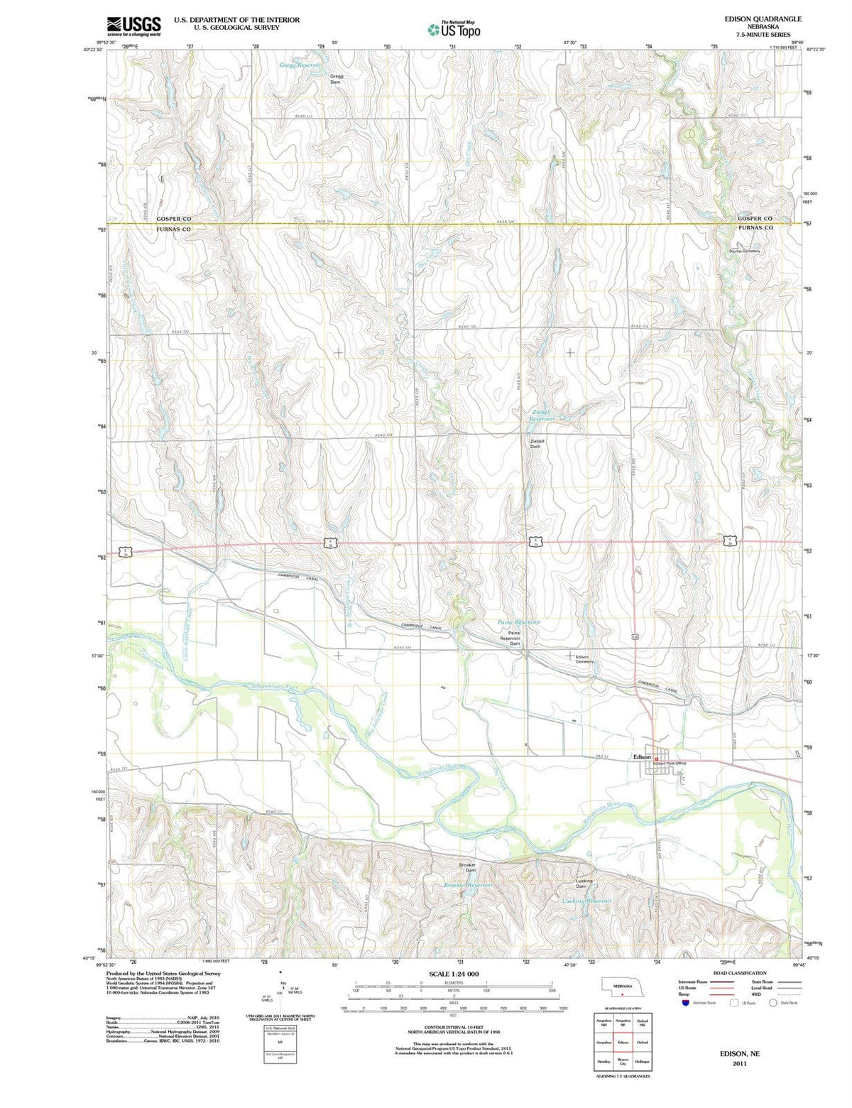 2011 Edison, NE - Nebraska - USGS Topographic Map