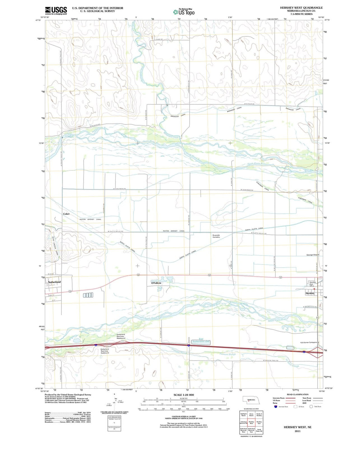 2011 Hershey West, NE - Nebraska - USGS Topographic Map
