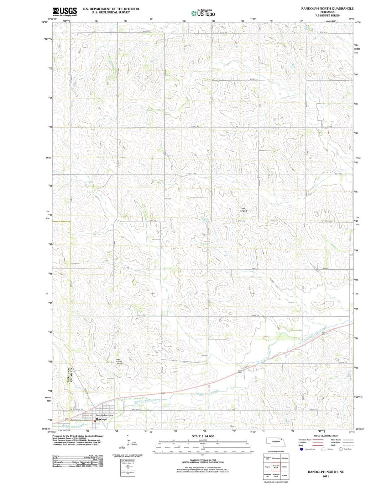 2011 Randolph North, NE - Nebraska - USGS Topographic Map