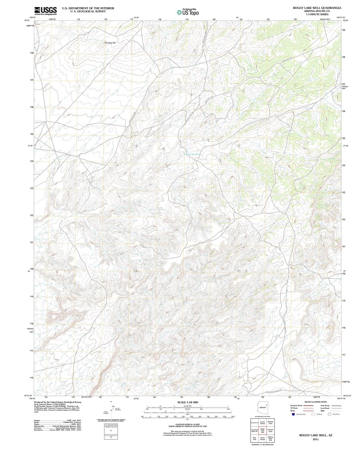 2011 Boggy Lake Well, AZ - Arizona - USGS Topographic Map