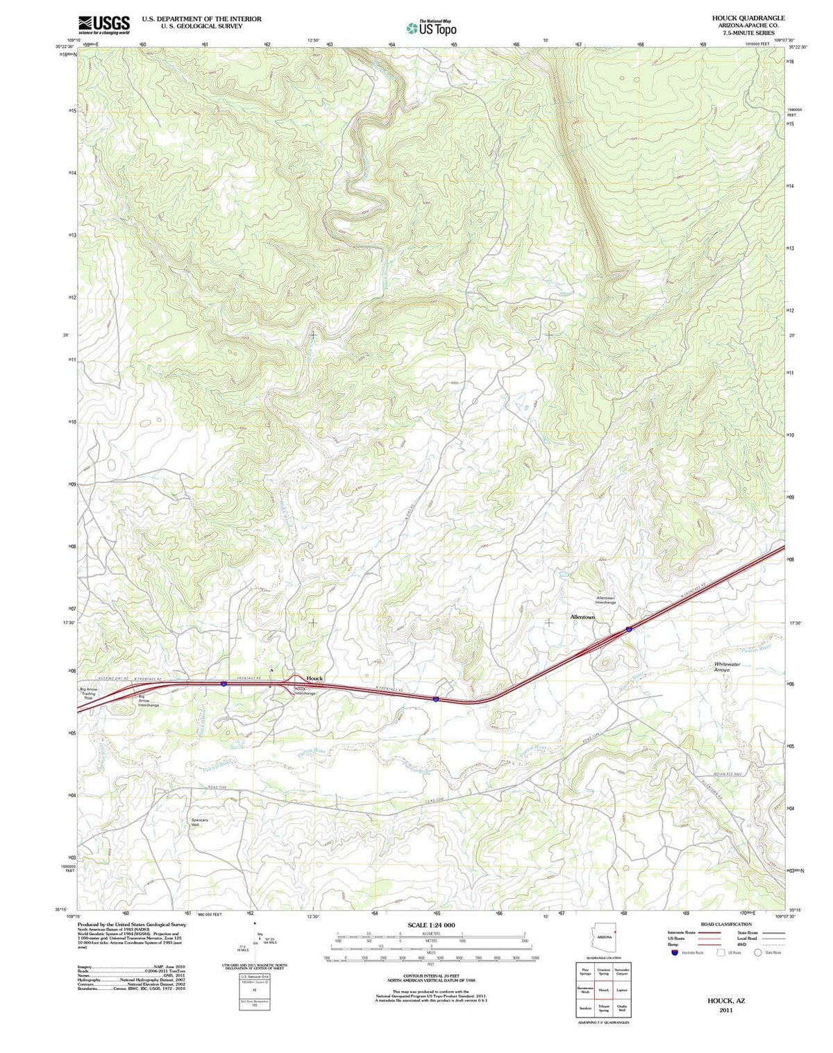 2011 Houck, AZ - Arizona - USGS Topographic Map