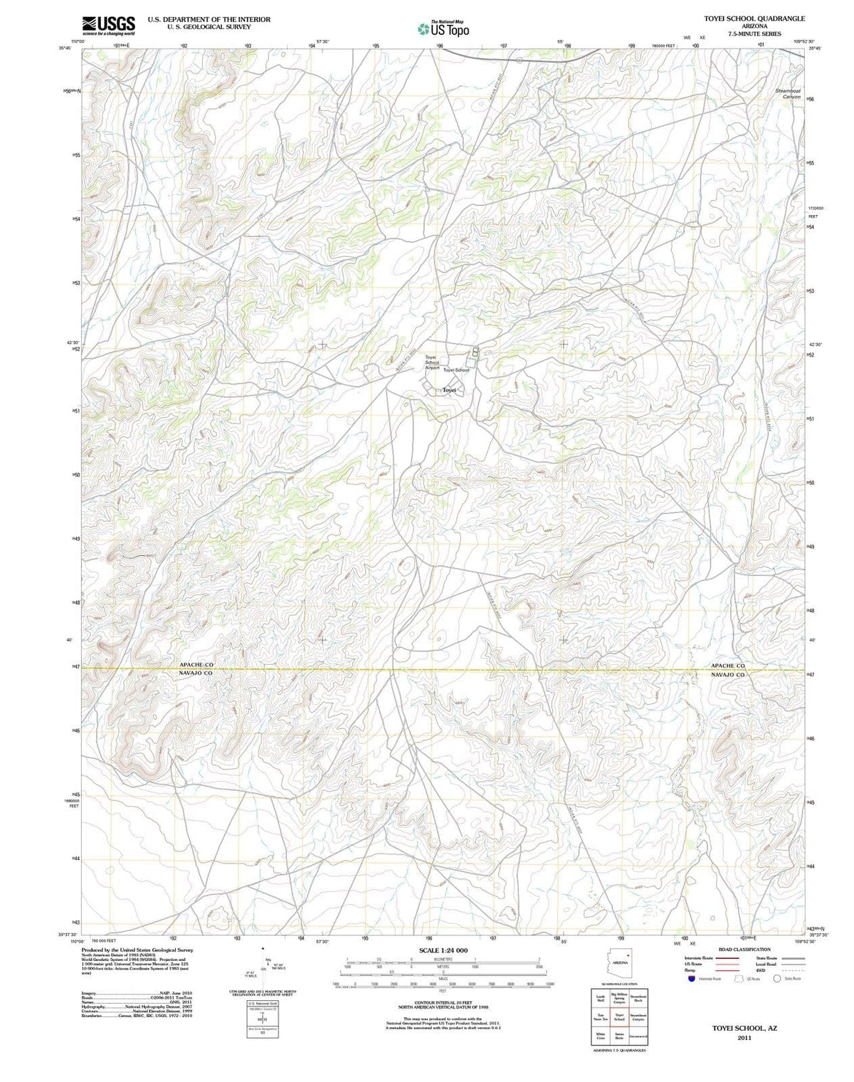 2011 Toyei School, AZ - Arizona - USGS Topographic Map