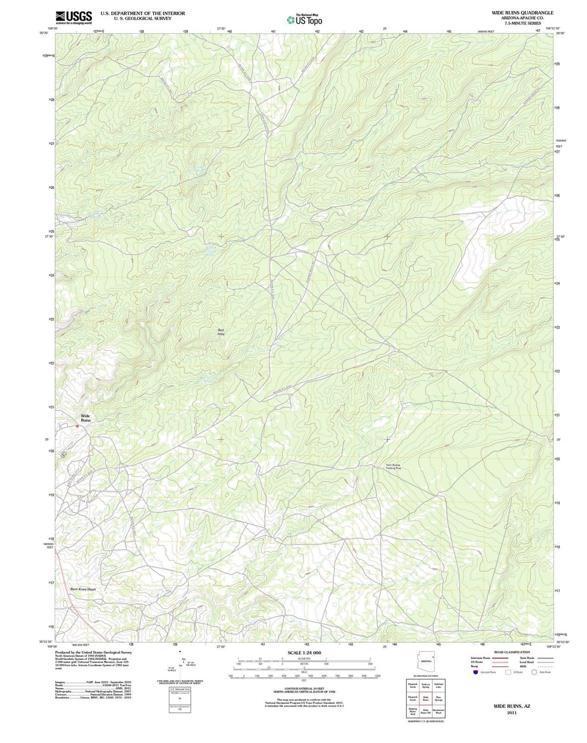 2011 Wide Ruins, AZ - Arizona - USGS Topographic Map
