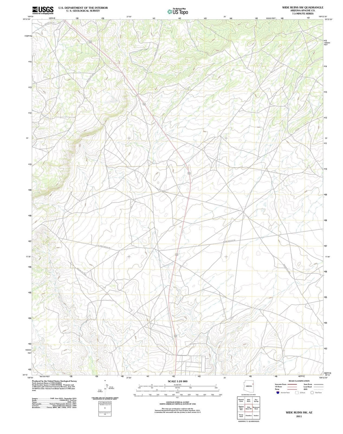 2011 Wide Ruins, AZ - Arizona - USGS Topographic Map v2