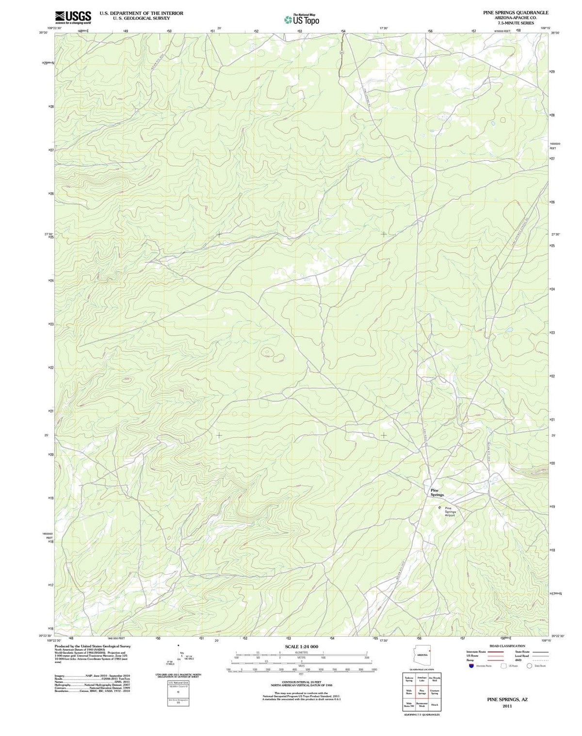 2011 Pine Springs, AZ - Arizona - USGS Topographic Map