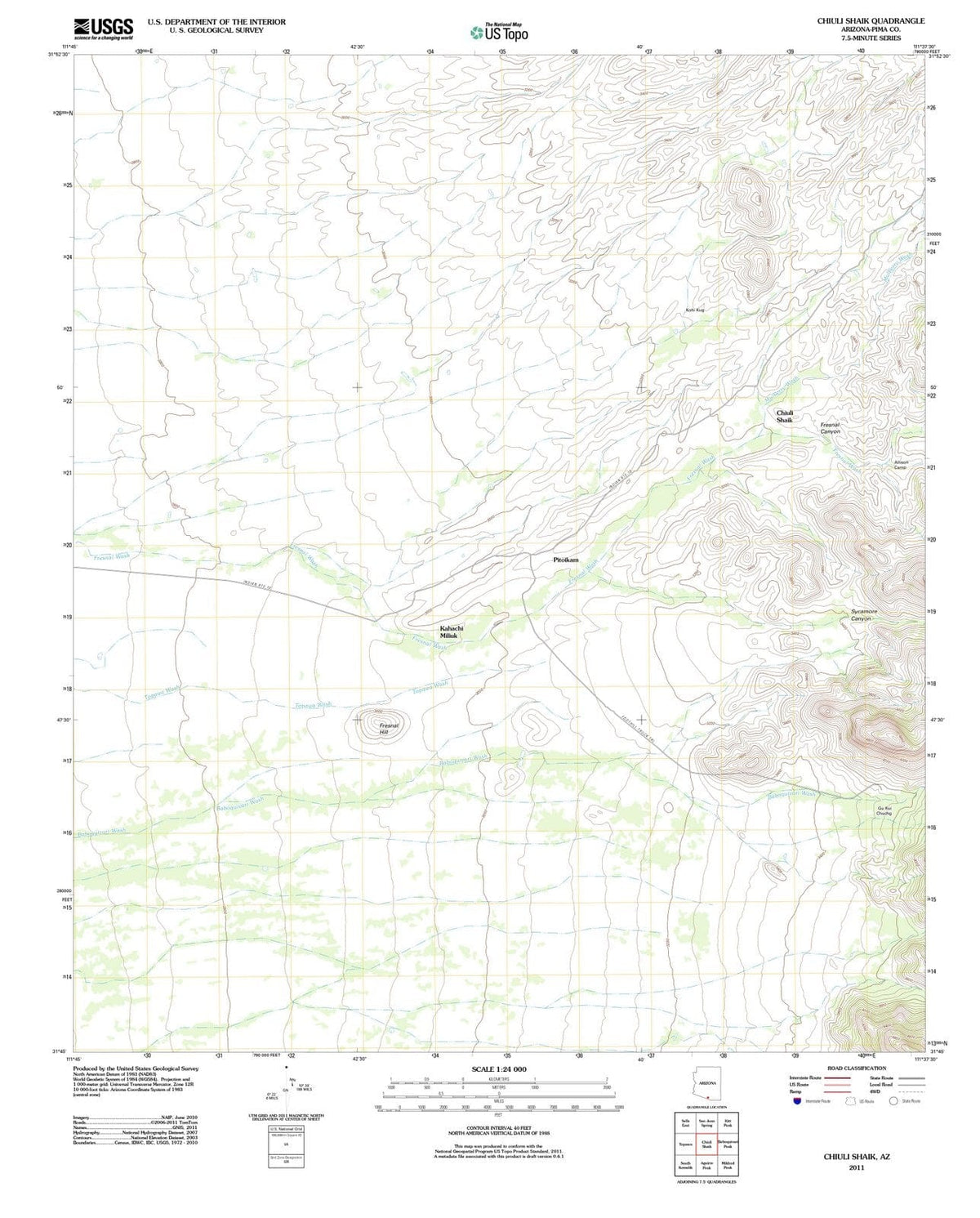 2011 Chiuli Shaik, AZ - Arizona - USGS Topographic Map