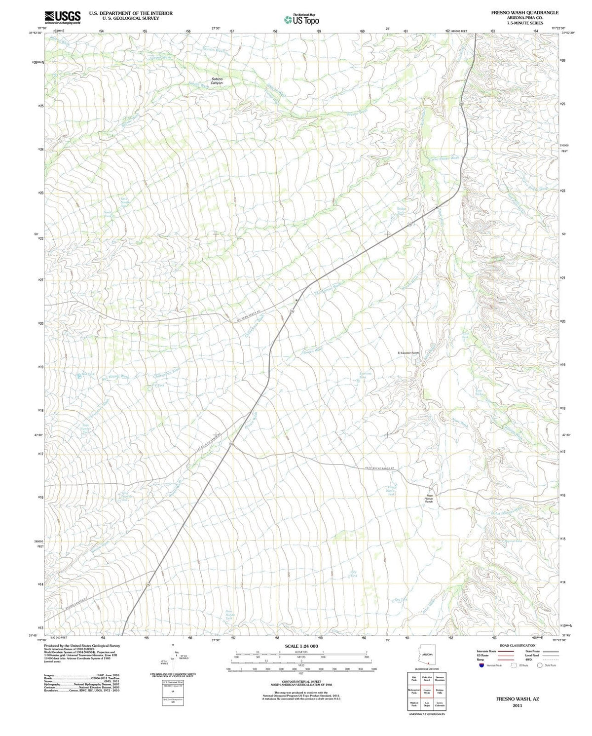 2011 Fresno Wash, AZ - Arizona - USGS Topographic Map