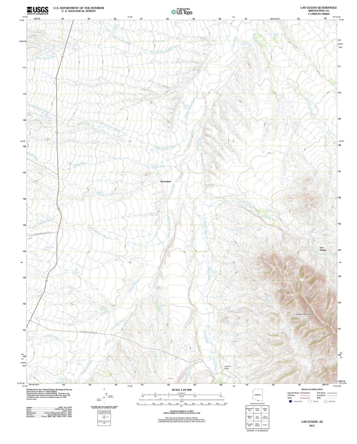 2011 Las Guijas, AZ - Arizona - USGS Topographic Map