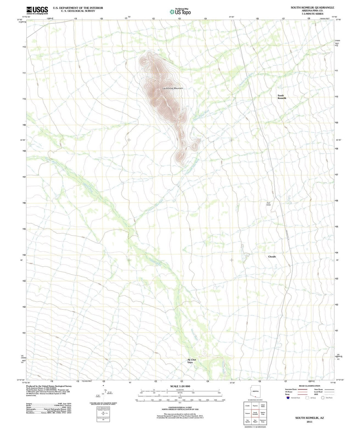 2011 South Komelik, AZ - Arizona - USGS Topographic Map