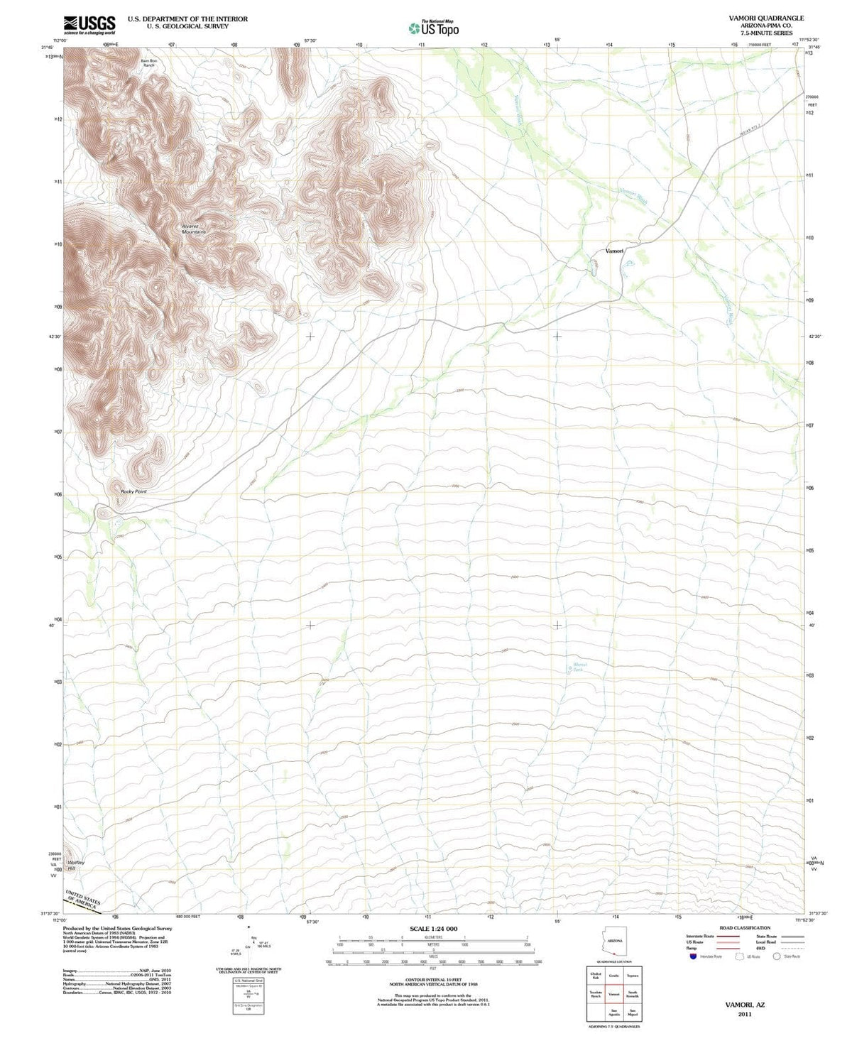 2011 Vamori, AZ - Arizona - USGS Topographic Map