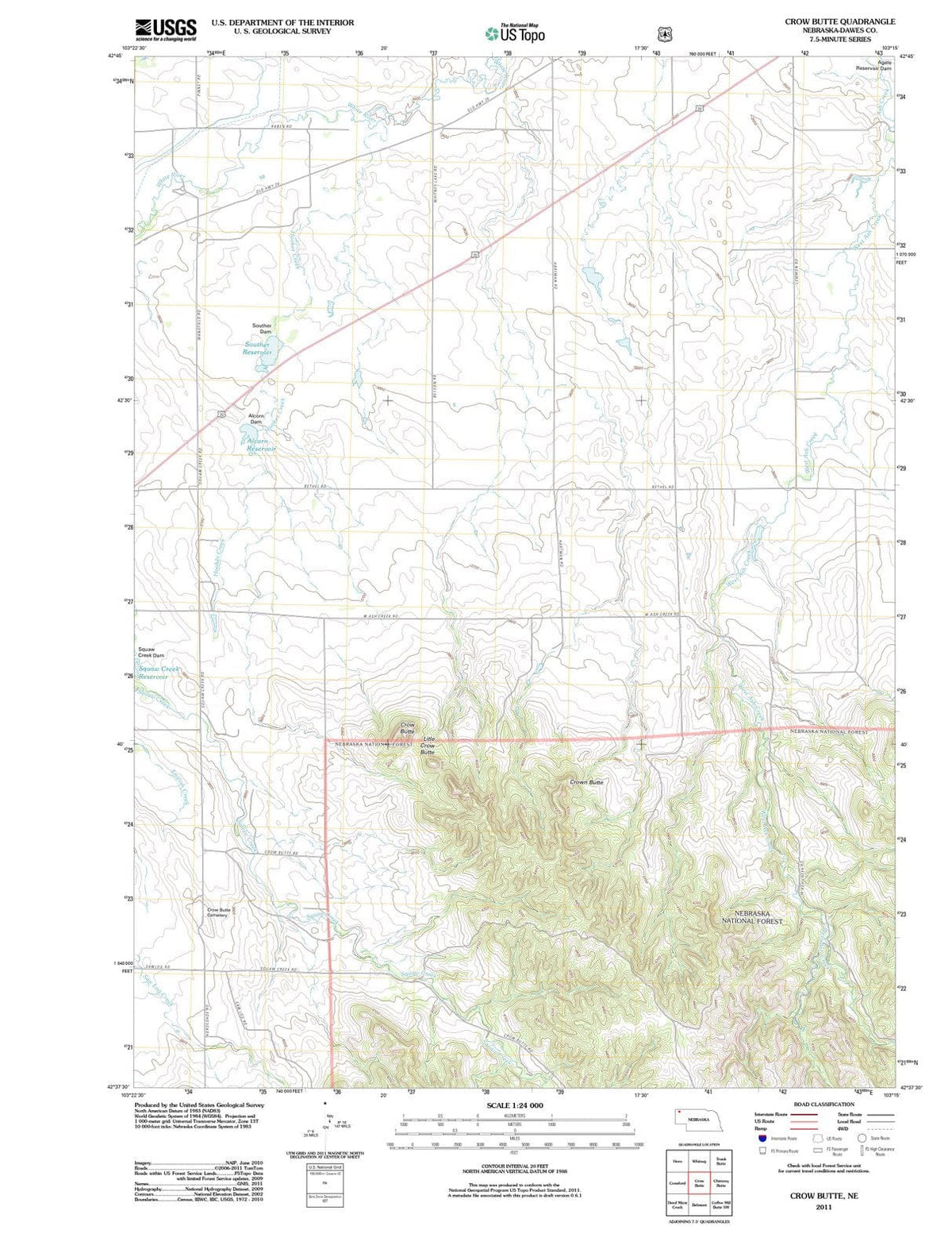 2011 Crow Butte, NE - Nebraska - USGS Topographic Map