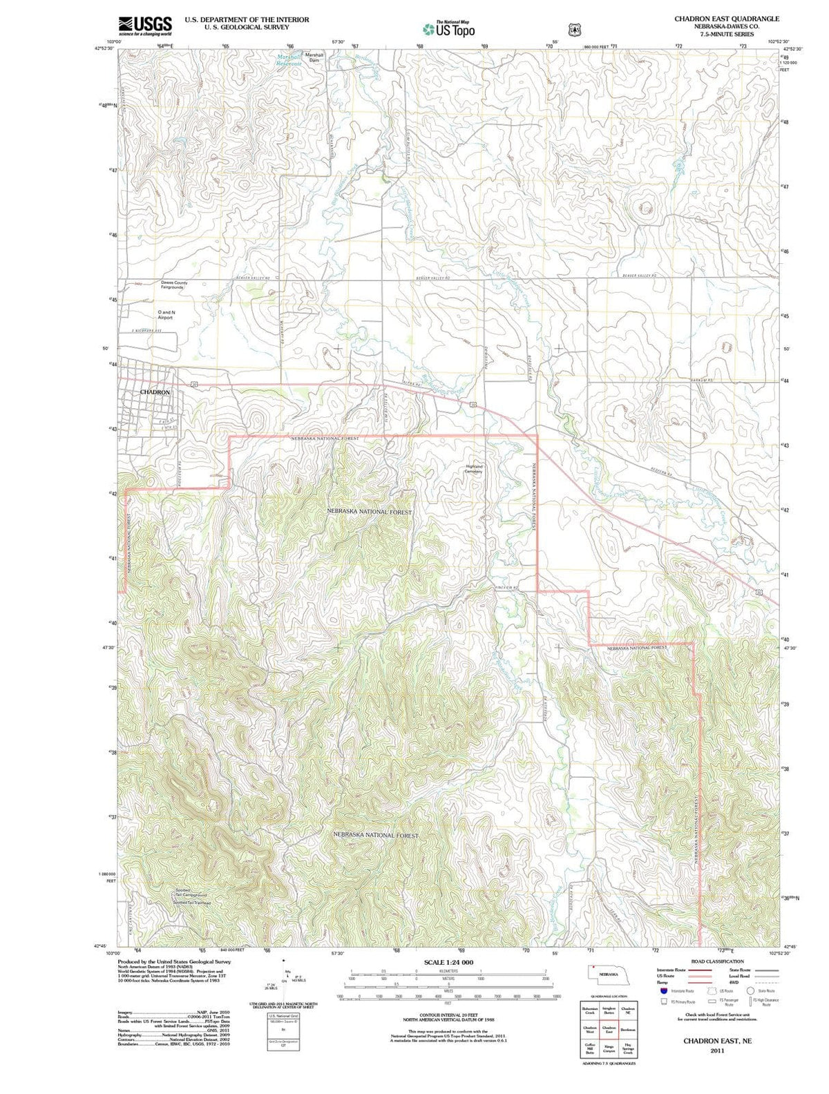 2011 Chadron East, NE - Nebraska - USGS Topographic Map
