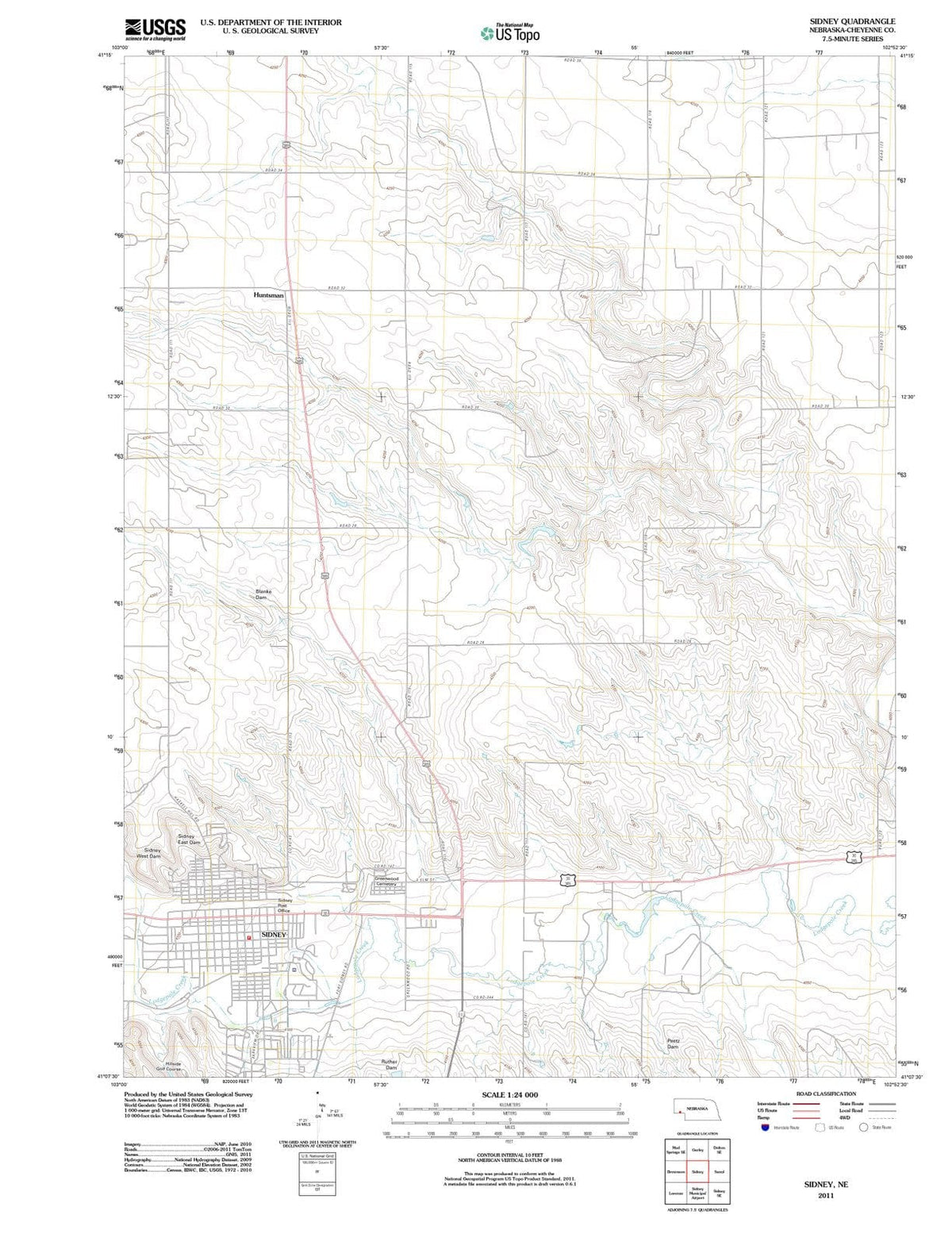 2011 Sidney, NE - Nebraska - USGS Topographic Map