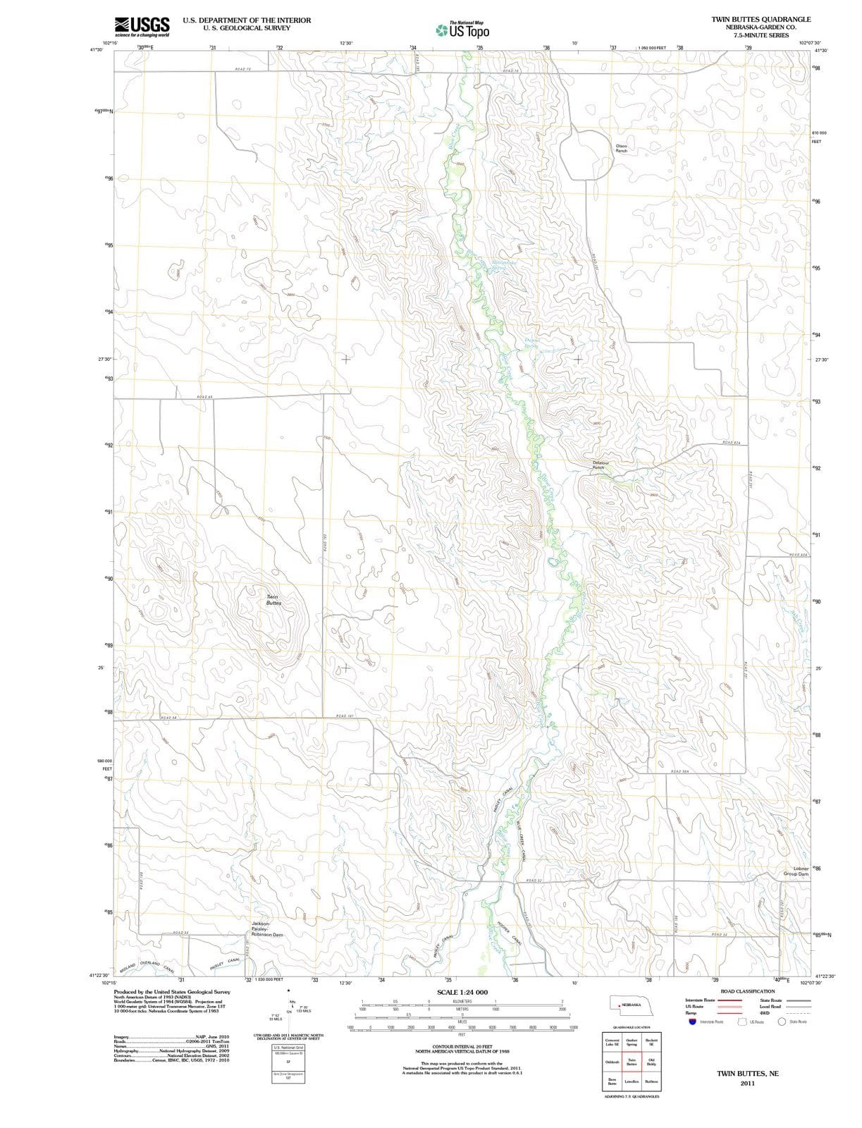 2011 Twin Buttes, NE - Nebraska - USGS Topographic Map
