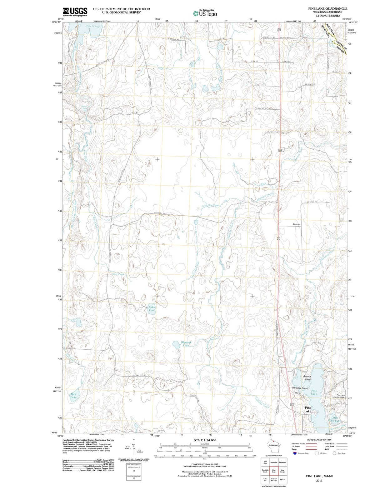 2011 Pine Lake, WI - Wisconsin - USGS Topographic Map