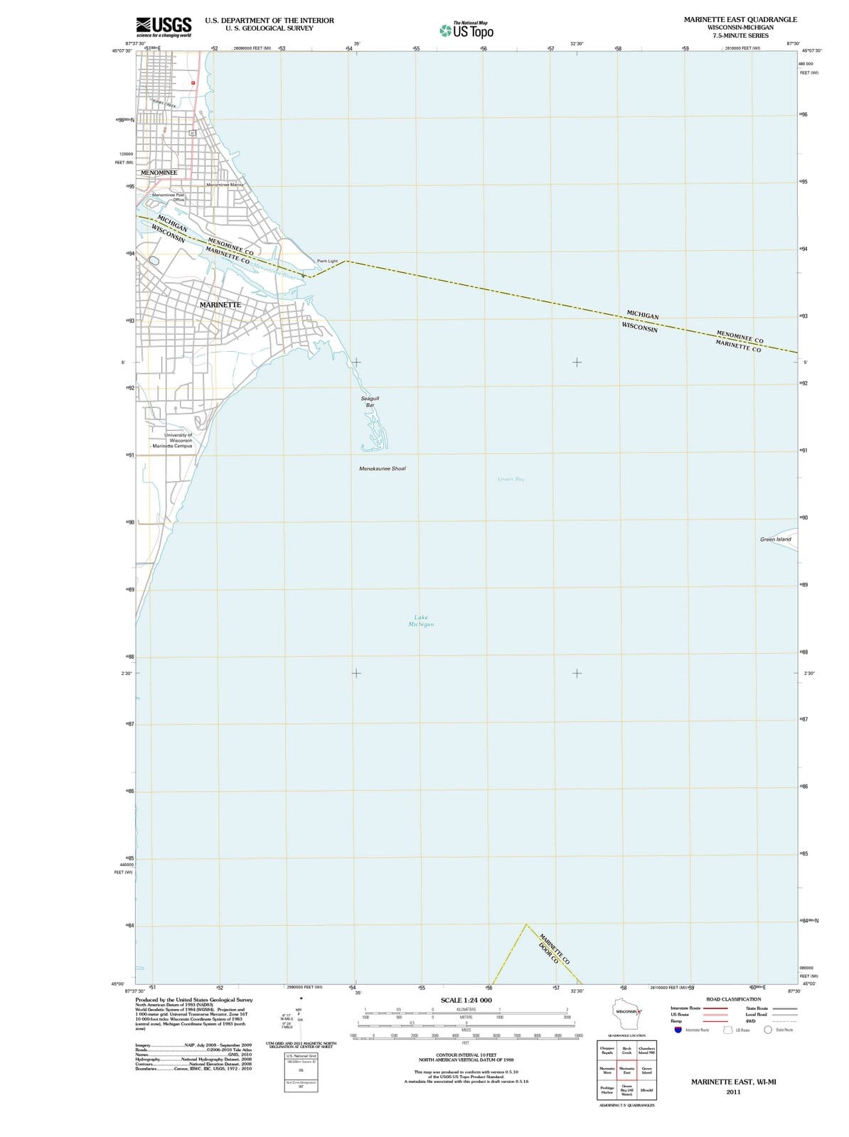 2011 Marinette East, WI - Wisconsin - USGS Topographic Map