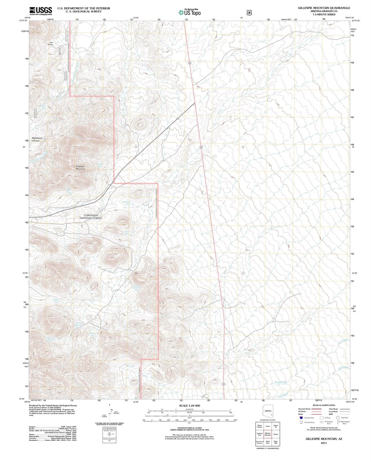 2011 Gillespie Mountain, AZ - Arizona - USGS Topographic Map