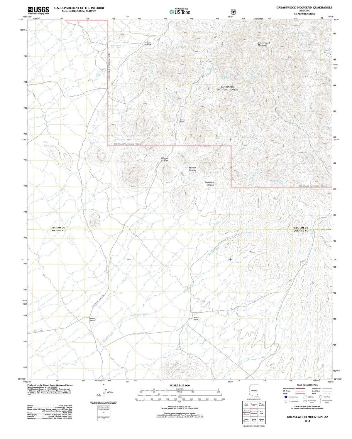 2011 Greasewood Mountain, AZ - Arizona - USGS Topographic Map