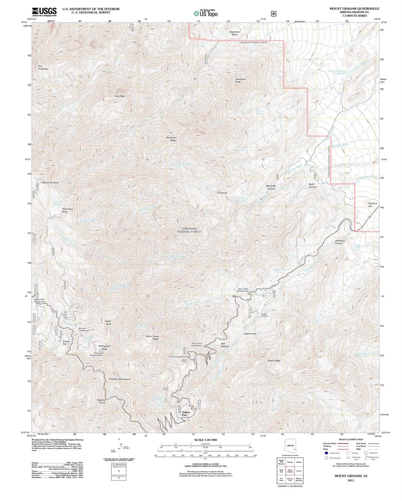 2011 Mount Graham, AZ - Arizona - USGS Topographic Map