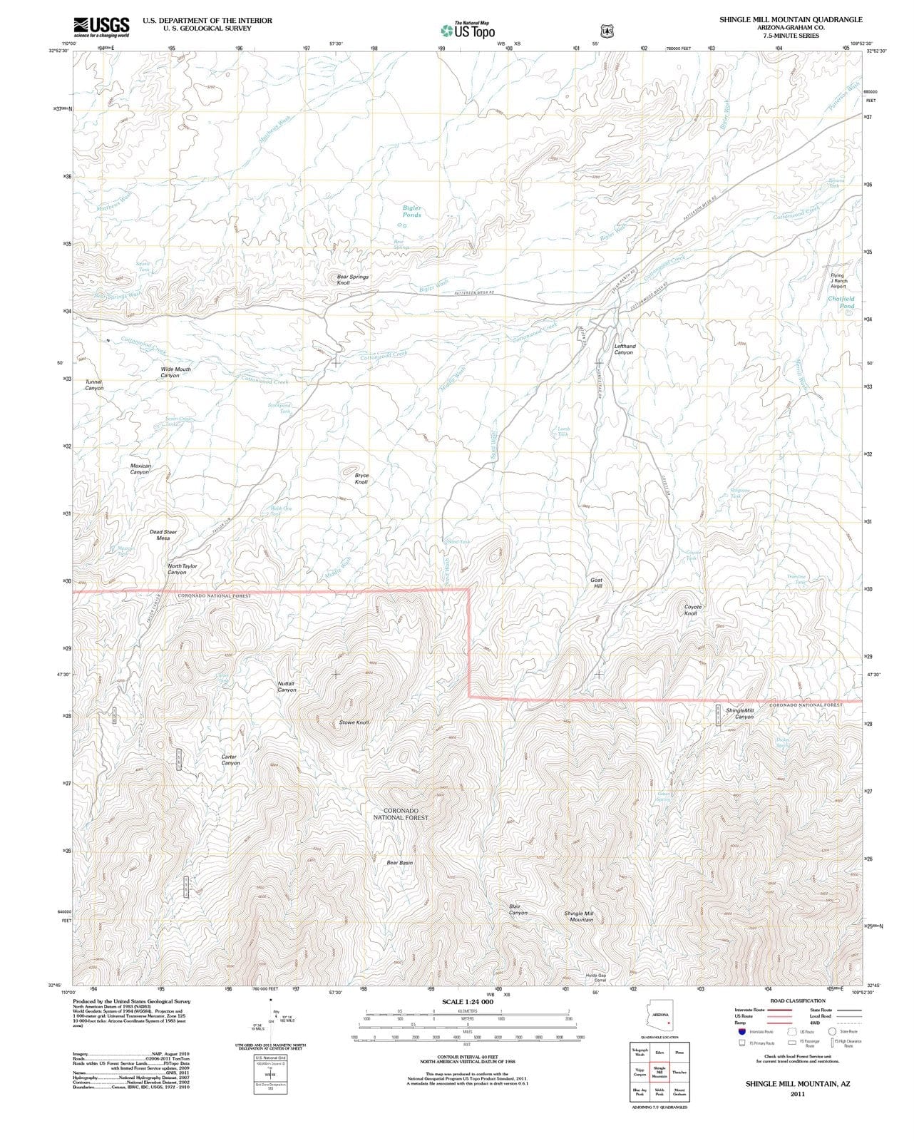 2011 Shingle Mill Mountain, AZ - Arizona - USGS Topographic Map