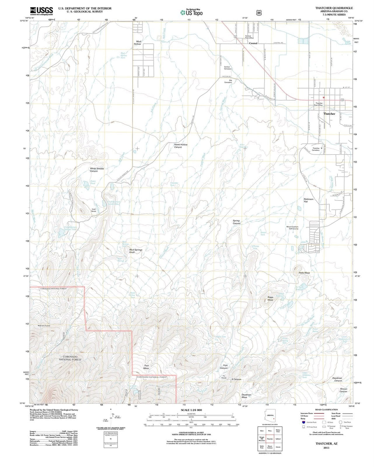 2011 Thatcher, AZ - Arizona - USGS Topographic Map