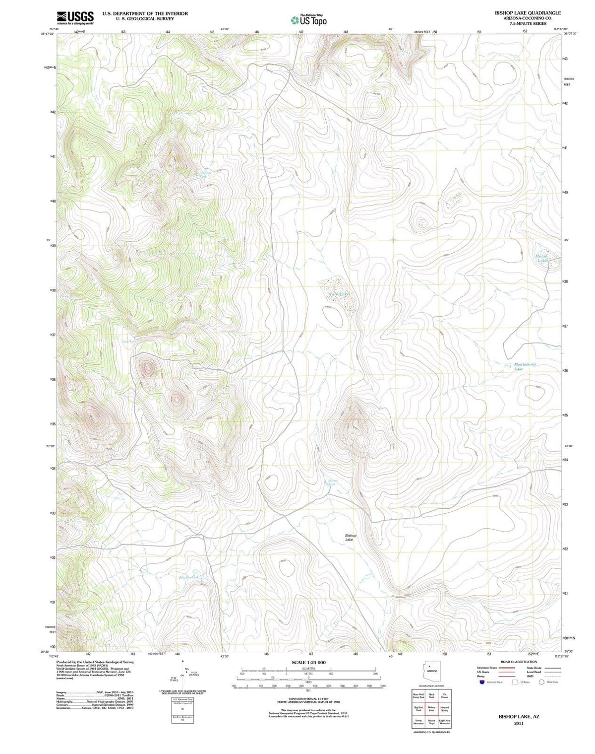 2011 Bishop Lake, AZ - Arizona - USGS Topographic Map
