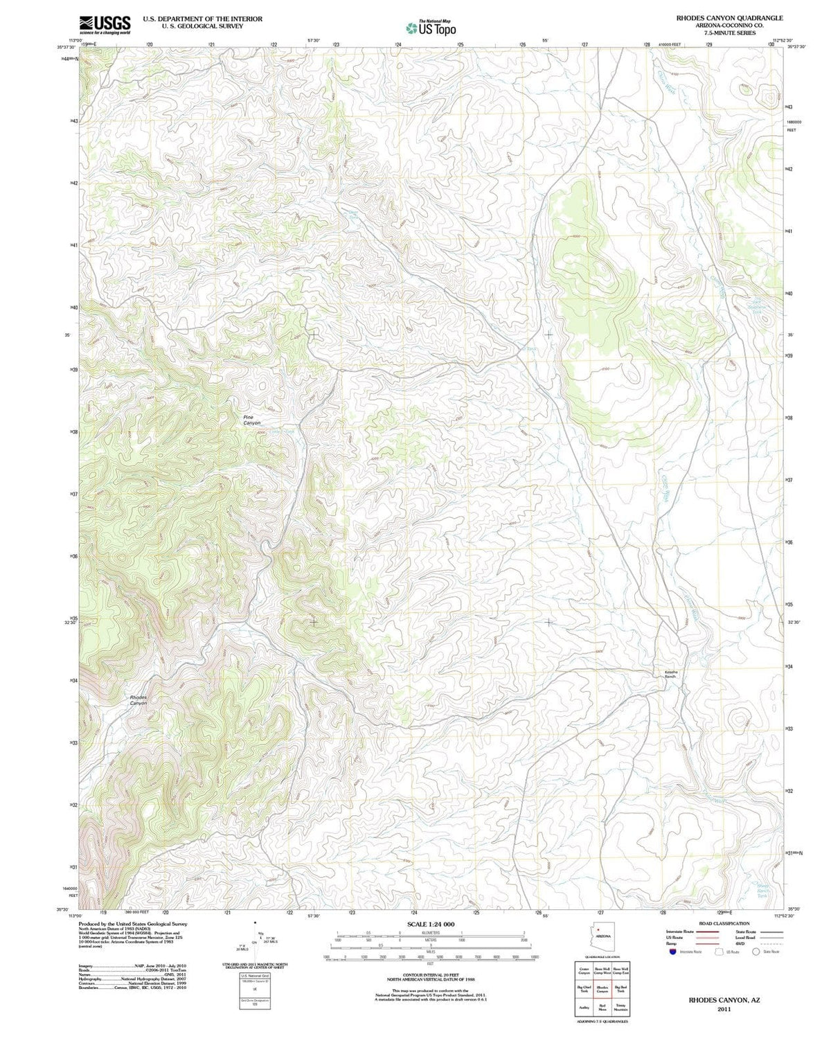 2011 Rhodes Canyon, AZ - Arizona - USGS Topographic Map