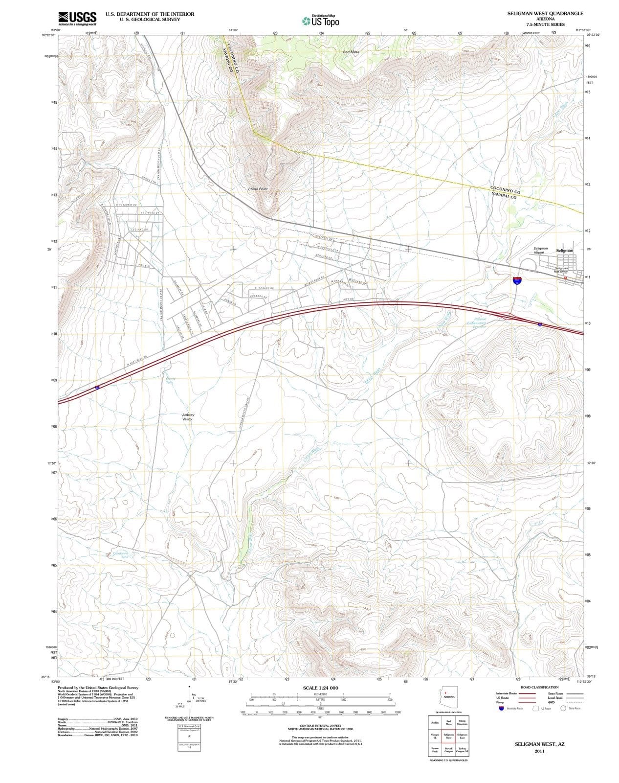 2011 Seligman West, AZ - Arizona - USGS Topographic Map
