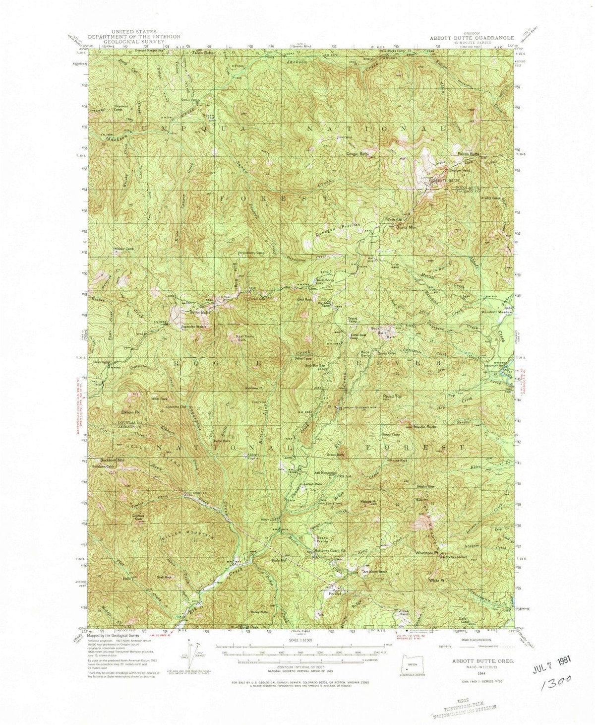 1944 Abbott Butte, OR - Oregon - USGS Topographic Map
