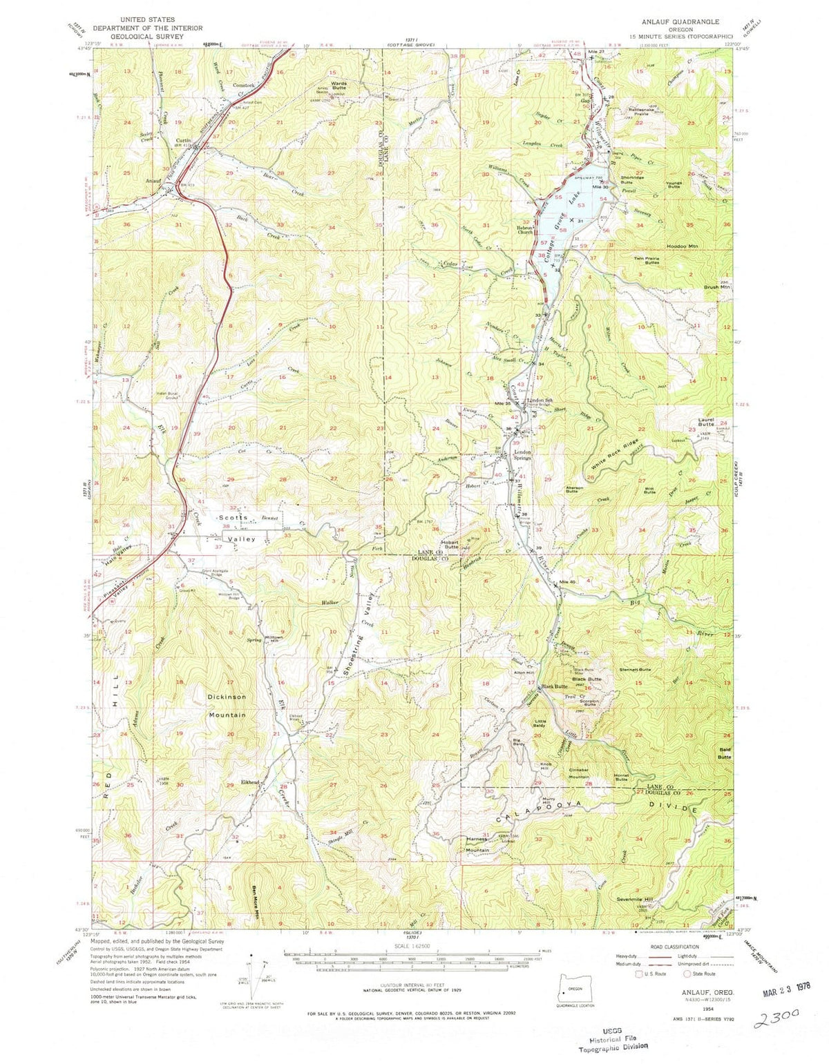 1954 Anlauf, OR - Oregon - USGS Topographic Map