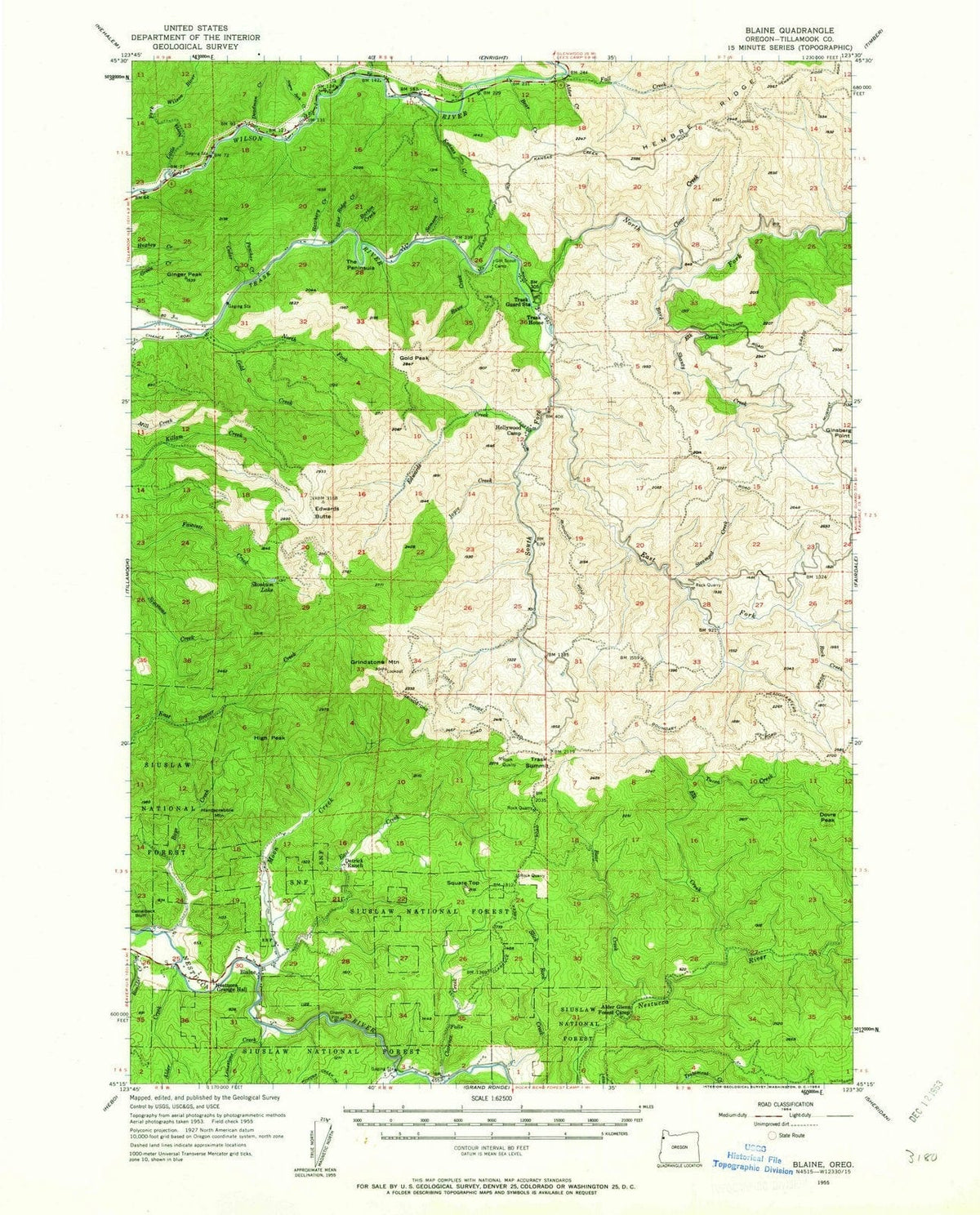 1955 Blaine, OR - Oregon - USGS Topographic Map