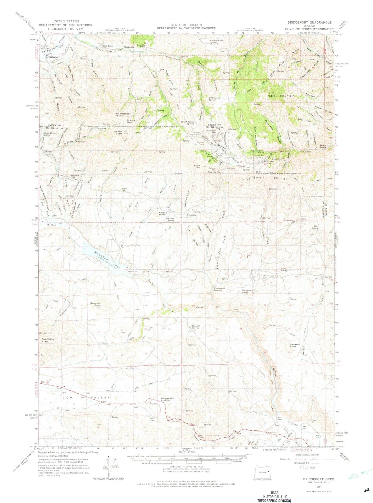 1964 Bridgeport, OR - Oregon - USGS Topographic Map