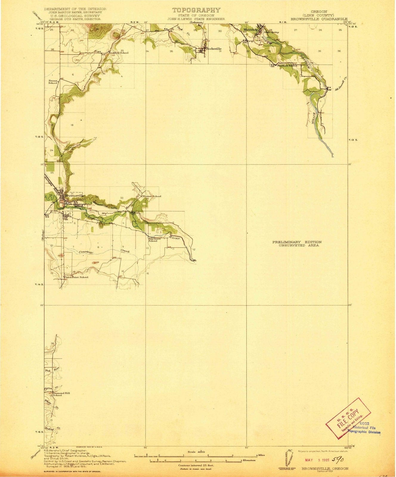 1921 Brownsville, OR - Oregon - USGS Topographic Map