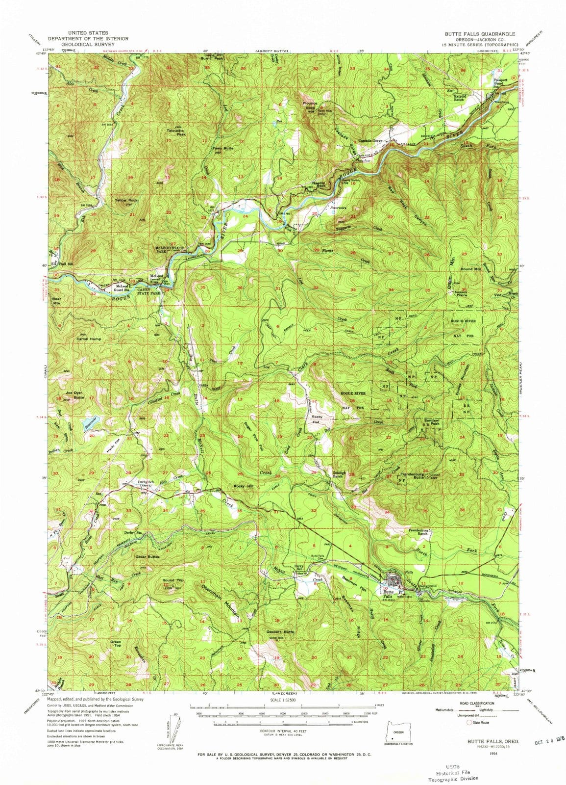 1954 Butte Falls, OR - Oregon - USGS Topographic Map