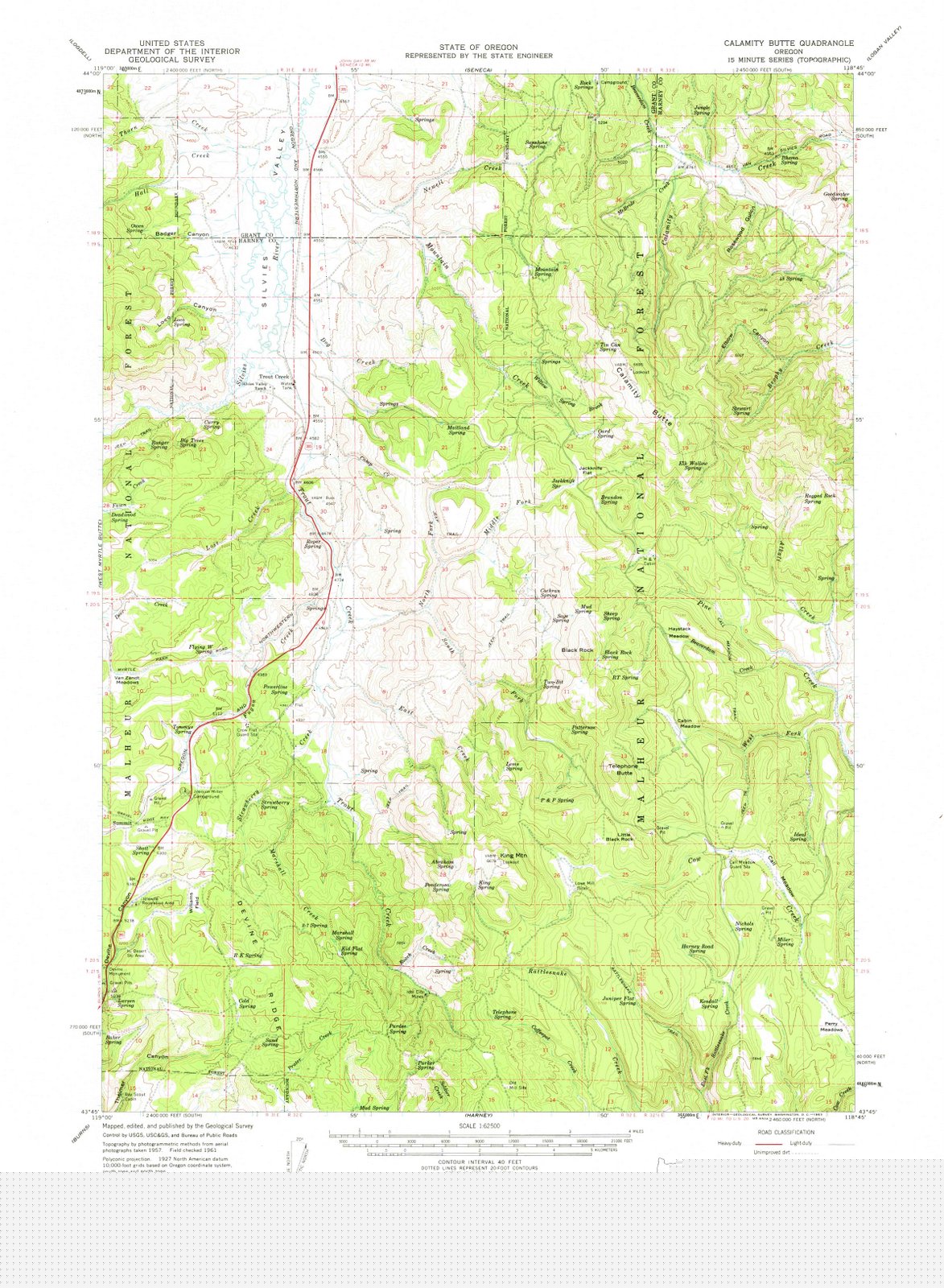 1961 Calamity Butte, OR - Oregon - USGS Topographic Map