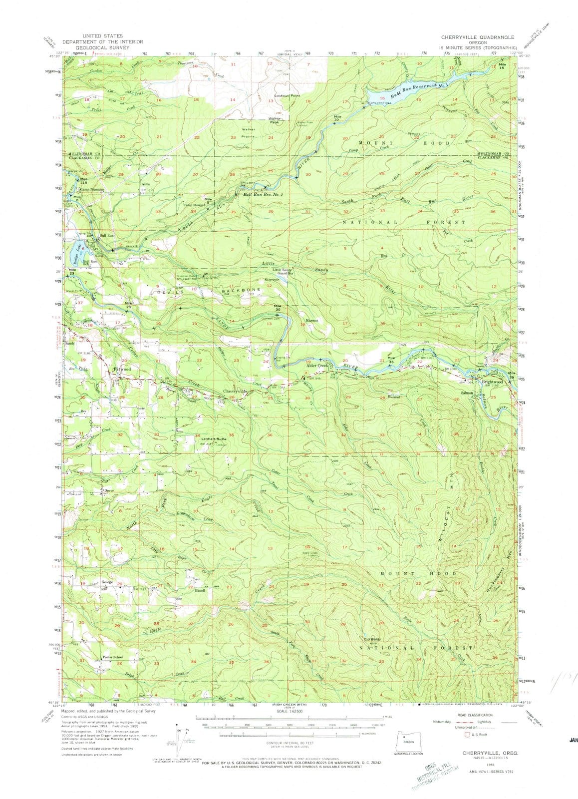 1955 Cherryville, OR - Oregon - USGS Topographic Map