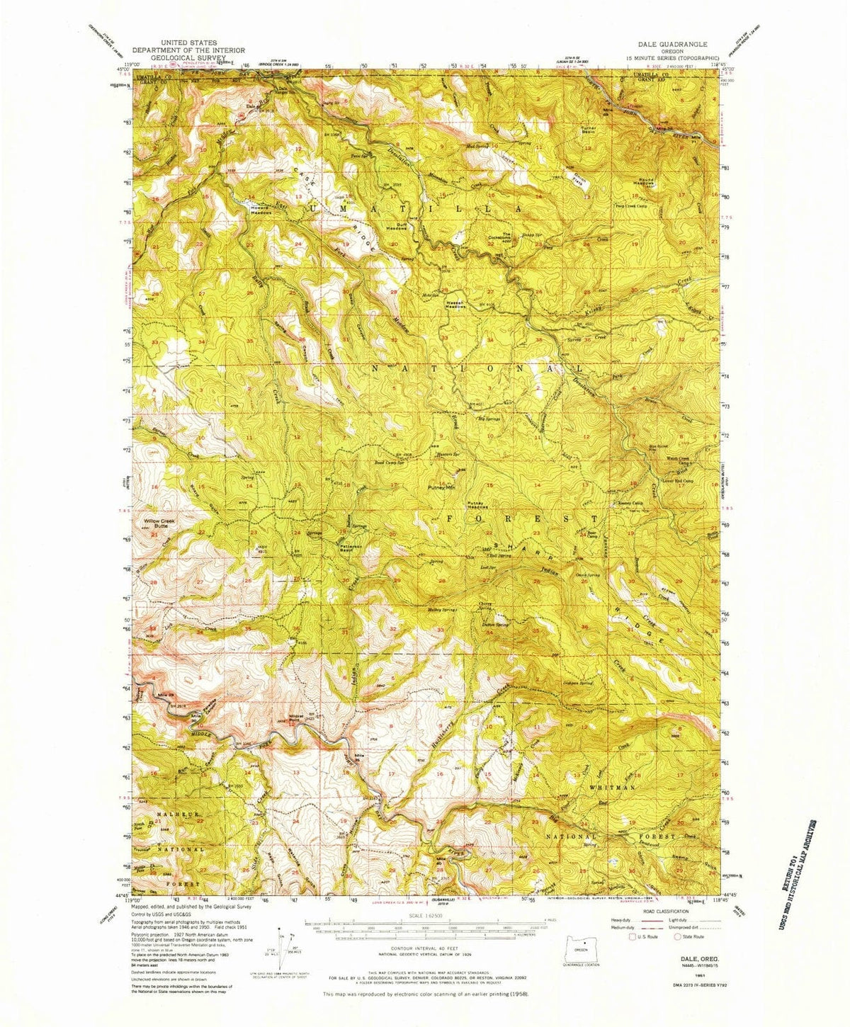 1951 Dale, OR - Oregon - USGS Topographic Map