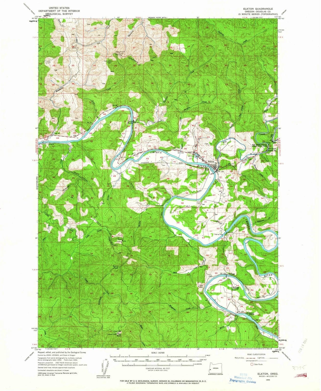 1955 Elkton, OR - Oregon - USGS Topographic Map