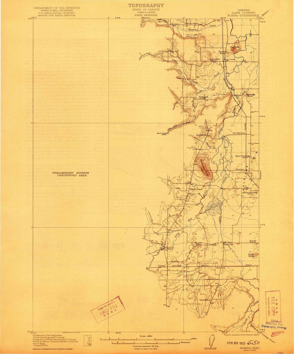 1922 Elmira, OR - Oregon - USGS Topographic Map